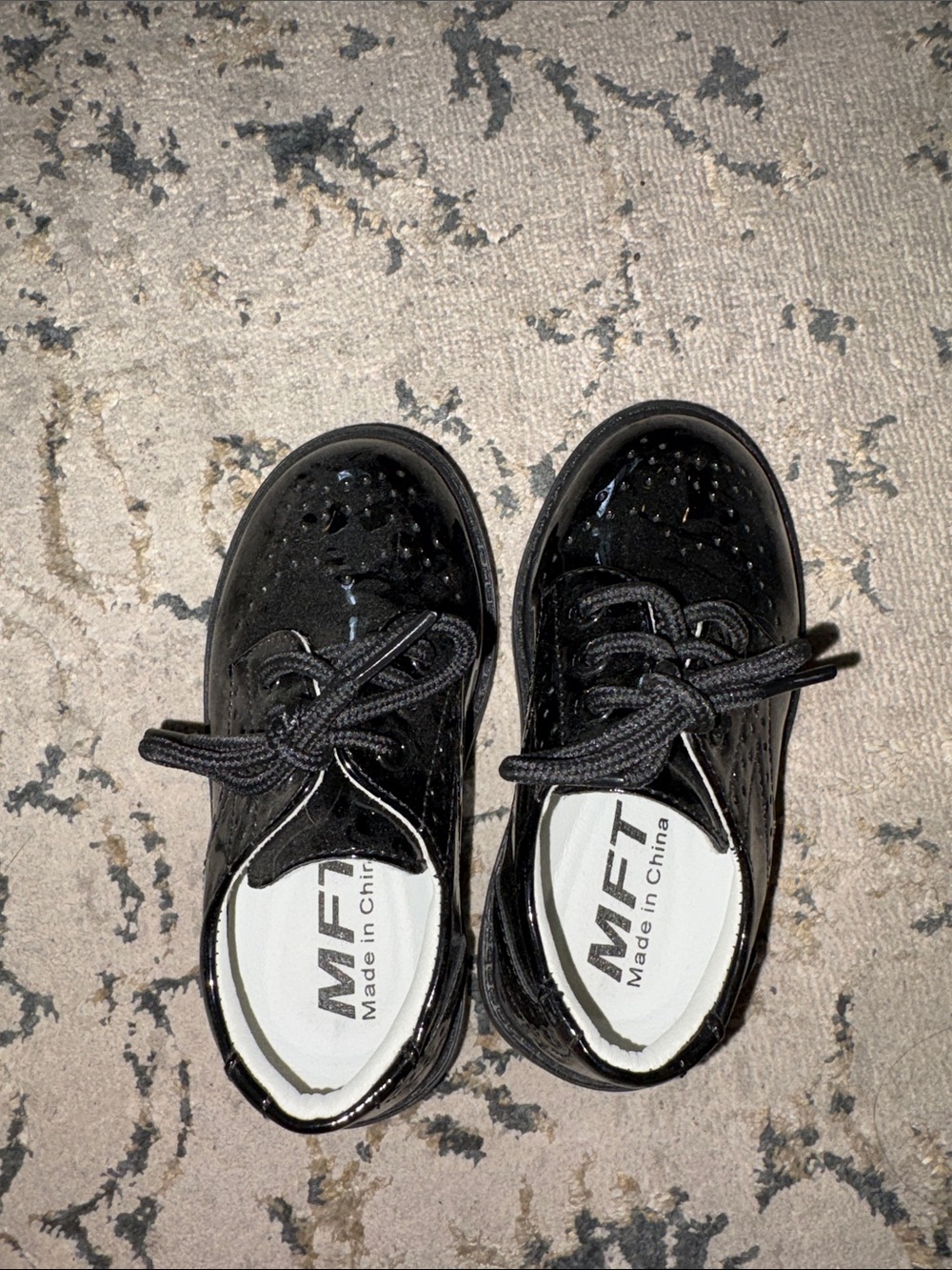Kids Black Patent Lace-Up Dress Shoes